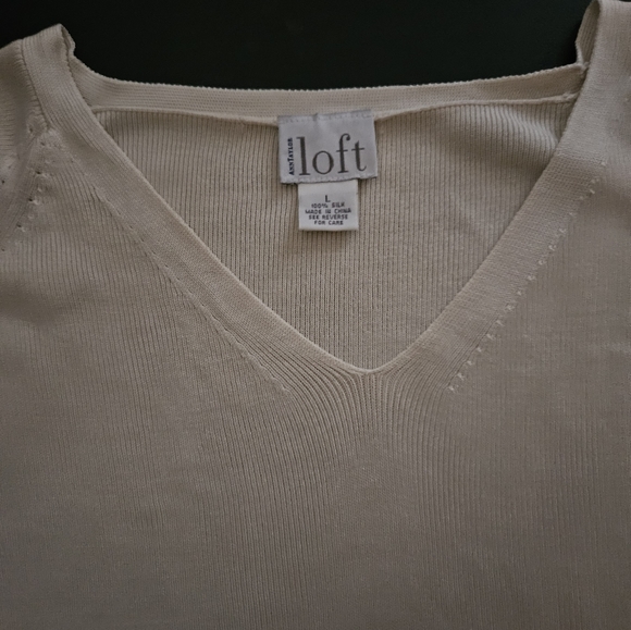 LOFT 100% Silk Off White Jersey - NWOT - Size L - Picture 5 of 6